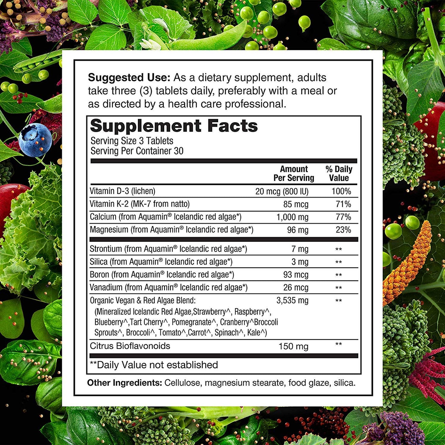 PlantFusion Vegan Calcium, Premium Plant Based Calcium (1000mg) Sourced from Icelandic Red Algae, Plus Magnesium, D3, K2 - PrimeBioHealth - canada supplements