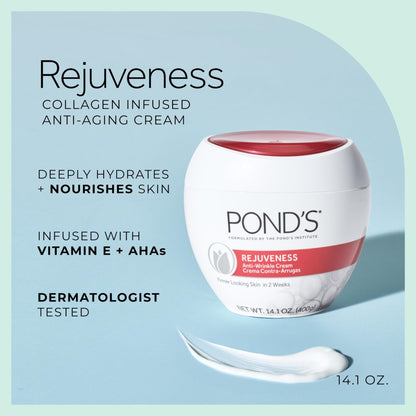POND’S Rejuveness Face Cream – Anti-Aging Face Moisturizer with AHA’s, Vitamin E & Collagen – Daily Wrinkle Cream for Women - PrimeBioHealth - canada supplements