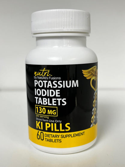 Potassium Iodide Tablets 130 mg - (60 Tablets) 10 Year Shelf-Life EXP 2034 to 2035 - Ki Pills - Yoduro de potasio - Nutri Supplements - 3rd Party Tested - PrimeBioHealth - canada supplements