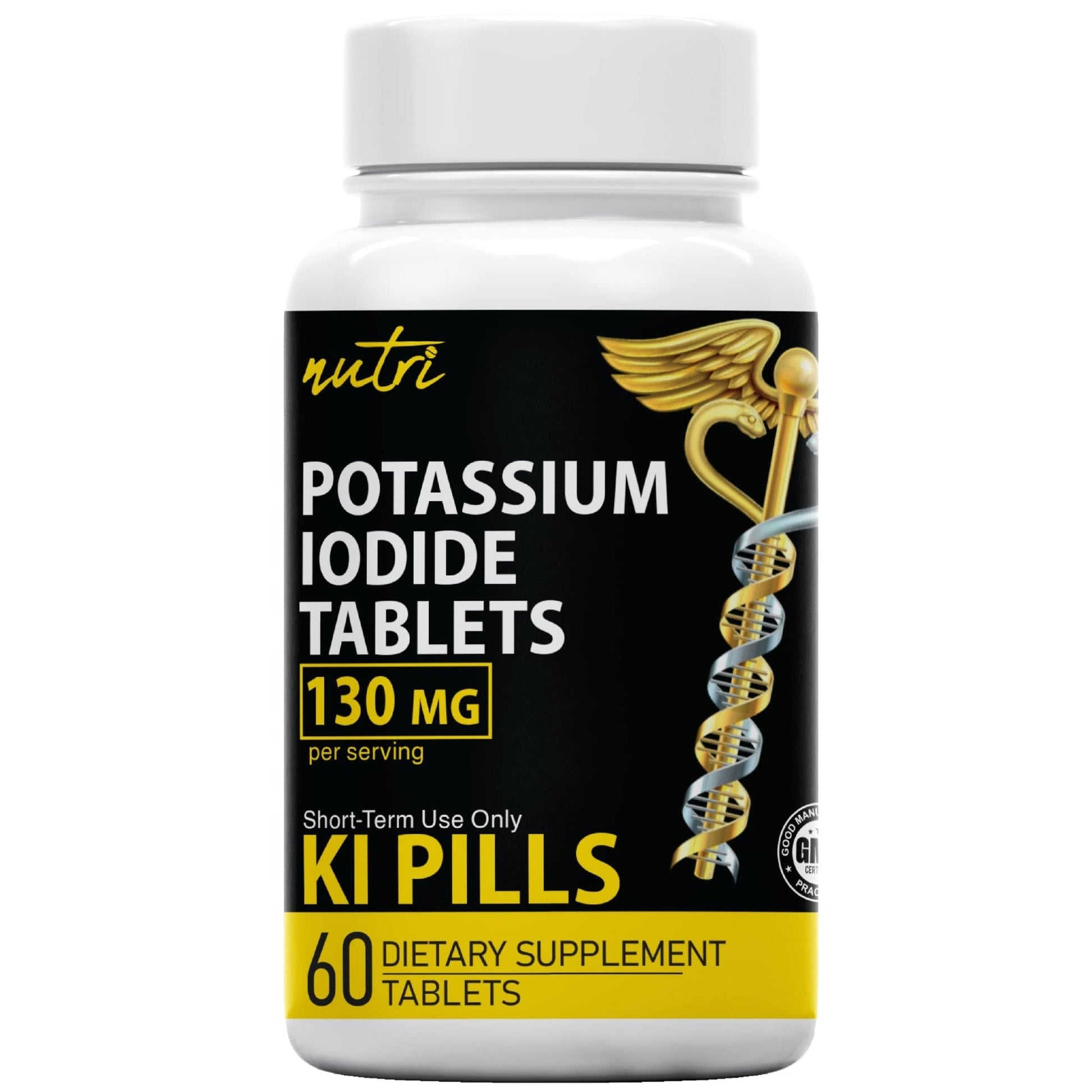Potassium Iodide Tablets 130 mg - (60 Tablets) 10 Year Shelf-Life EXP 2034 to 2035 - Ki Pills - Yoduro de potasio - Nutri Supplements - 3rd Party Tested - PrimeBioHealth - canada supplements