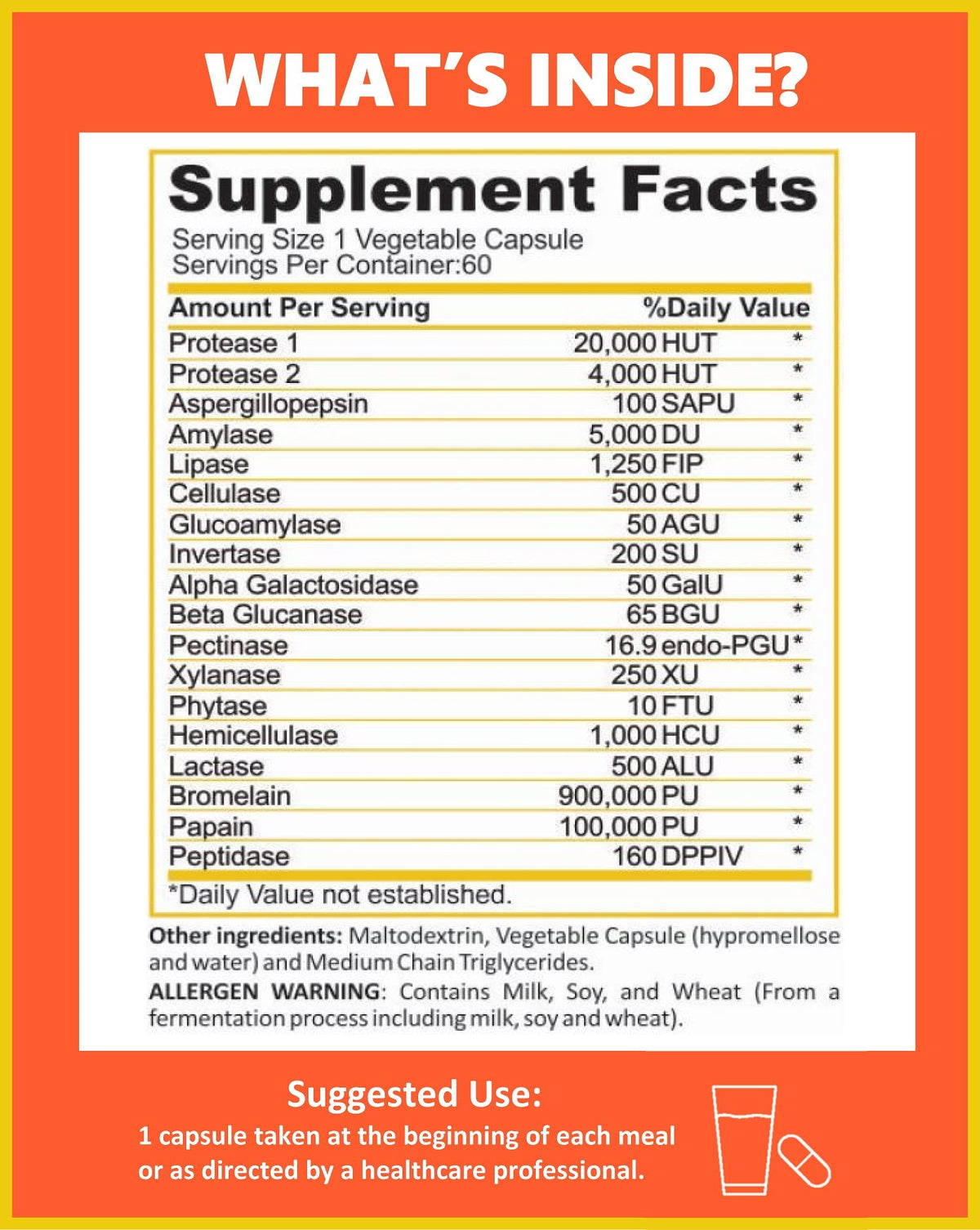 Potent Garden Digestive Enzymes -18 Plant Based Enzymes with amylase lipase bromelain Protease lactase & Other Enzymes - One Pre Meal Pill Supports Healthy - PrimeBioHealth - canada supplements