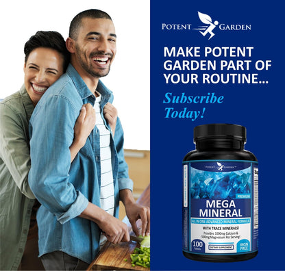 Potent Garden Mega Mineral Supplement Complete Mineral Complex with Calcium Magnesium Zinc Potassium Boron Selenium Chromium & 72 Trace - PrimeBioHealth - canada supplements