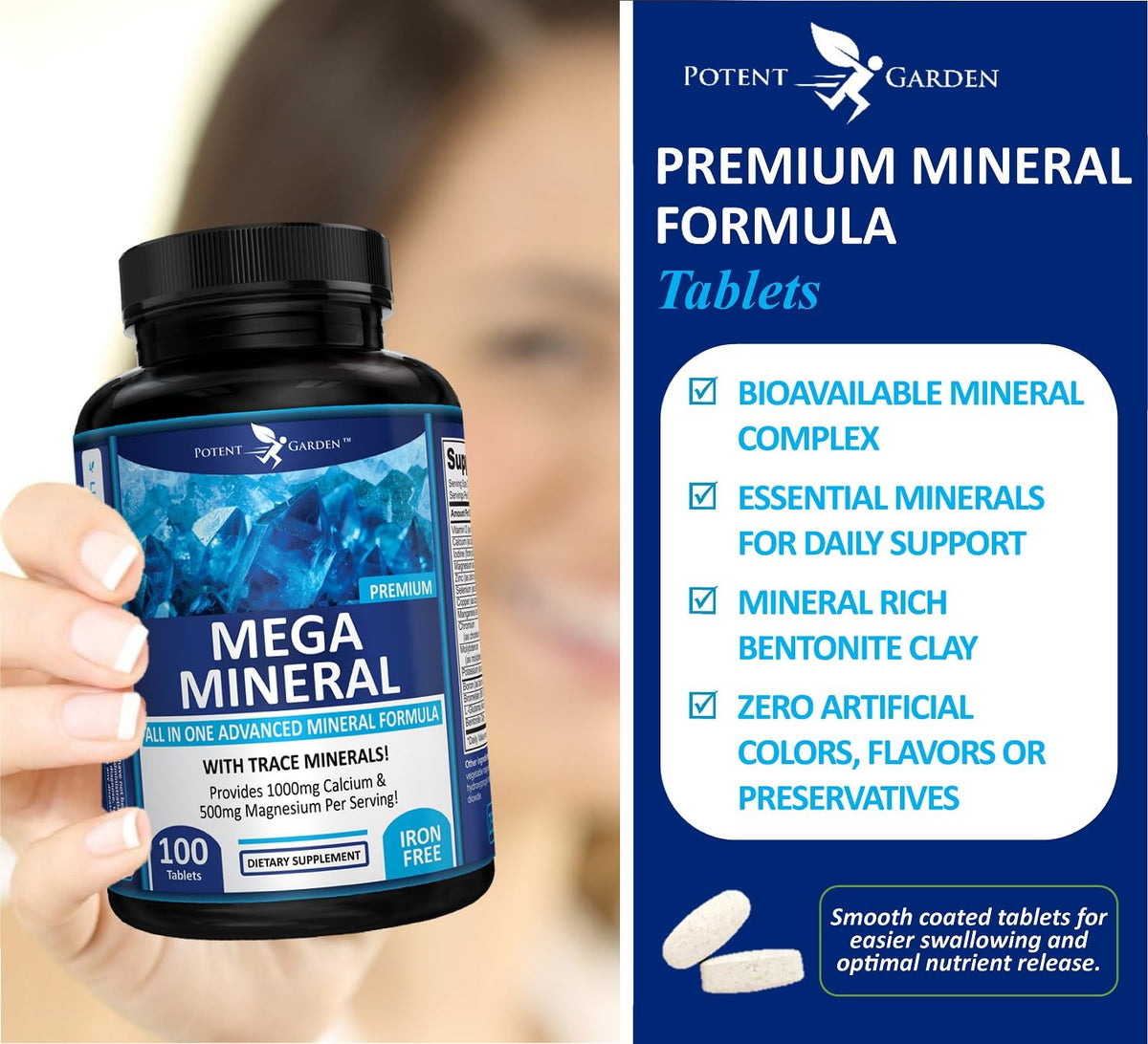 Potent Garden Mega Mineral Supplement Complete Mineral Complex with Calcium Magnesium Zinc Potassium Boron Selenium Chromium & 72 Trace - PrimeBioHealth - canada supplements