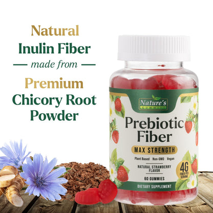 Prebiotic Fiber Gummies - 4g Dietary Fiber Per Serving - Extra Strength Daily Supplement for Adults - Tasty Strawberry Flavor - Plant Based Digestive - PrimeBioHealth - canada supplements