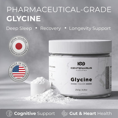 Premium Glycine Powder 250g | Amino Acids Supplement for Post Workout Muscle Recovery, Digestion, Sleep Aid + More - Vegan, Additive-Free - PrimeBioHealth - canada supplements