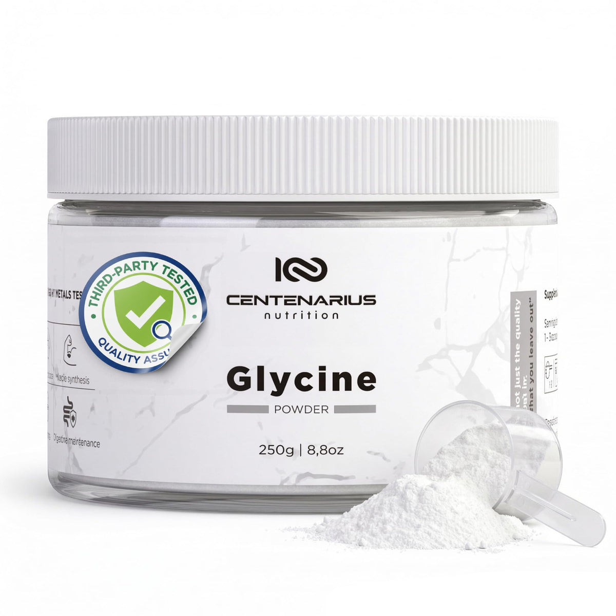Premium Glycine Powder 250g | Amino Acids Supplement for Post Workout Muscle Recovery, Digestion, Sleep Aid + More - Vegan, Additive-Free - PrimeBioHealth - canada supplements