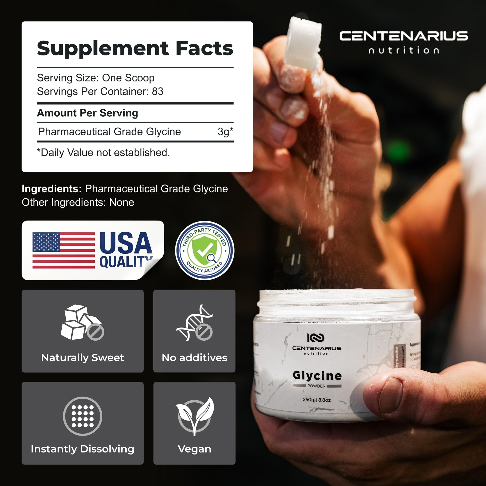 Premium Glycine Powder 250g | Amino Acids Supplement for Post Workout Muscle Recovery, Digestion, Sleep Aid + More - Vegan, Additive-Free - PrimeBioHealth - canada supplements