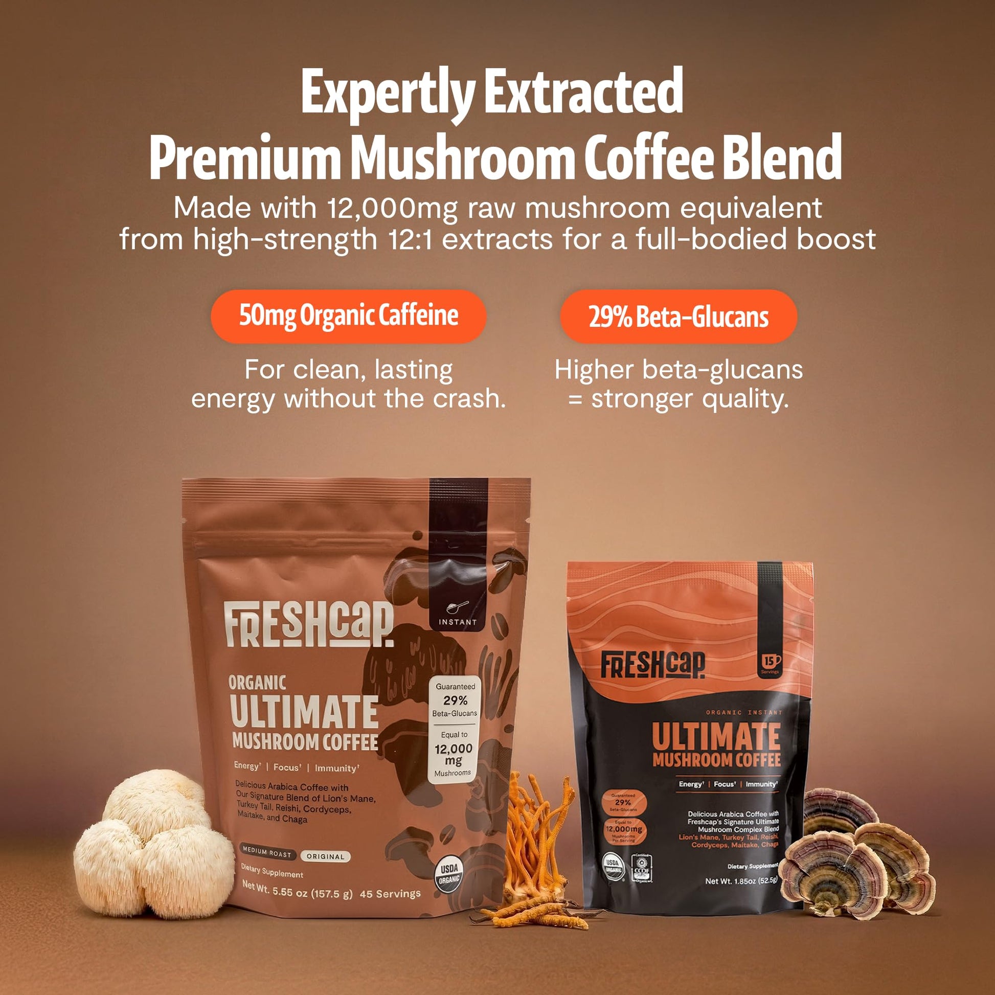 Premium Organic Mushroom Coffee – 12:1 Fruiting Body Extract – 29% Beta-Glucans – Smooth Tasting, 3rd-Party Tested for Clean Energy, No Jitters, Focus, Immune Support (15 Servings) - PrimeBioHealth - canada supplements