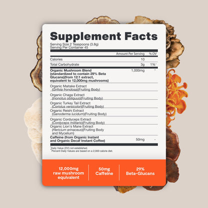 Premium Organic Mushroom Coffee – 12:1 Fruiting Body Extract – 29% Beta-Glucans – Smooth Tasting, 3rd-Party Tested for Clean Energy, No Jitters, Focus, Immune Support (15 Servings) - PrimeBioHealth - canada supplements