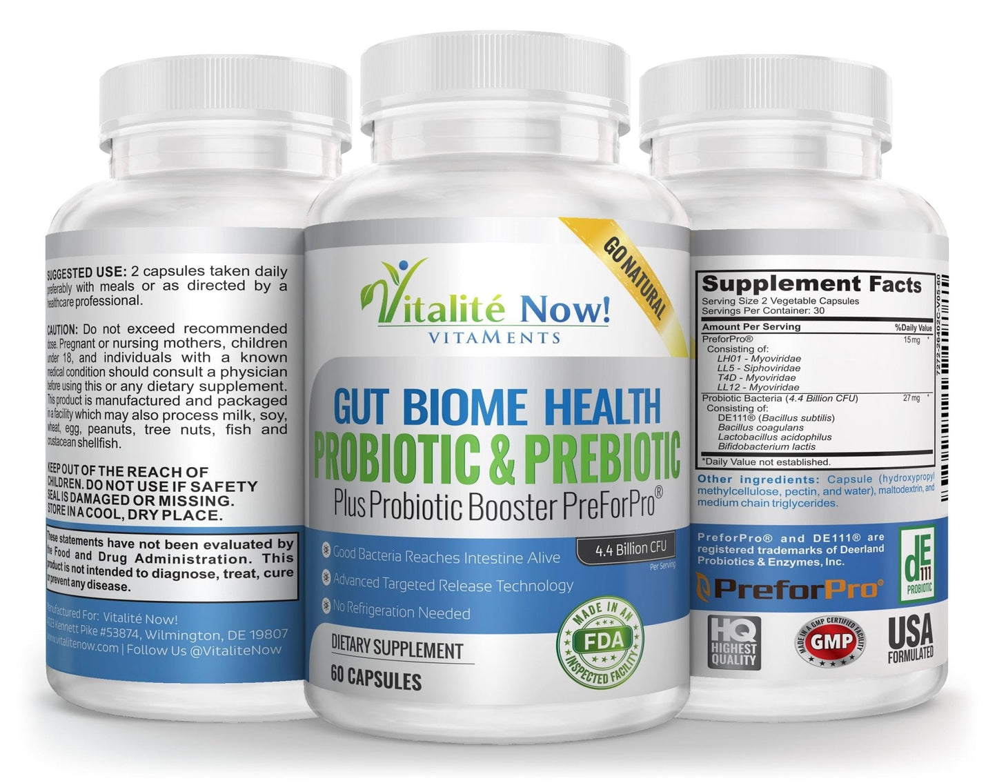 Premium Probiotic plus Ultimate Prebiotic - Gut Biome Builder & Restoration - 4.4 Bn CFU - Best for Women & Men - Bacteria Reaches Intestine within Hours - PrimeBioHealth - canada supplements