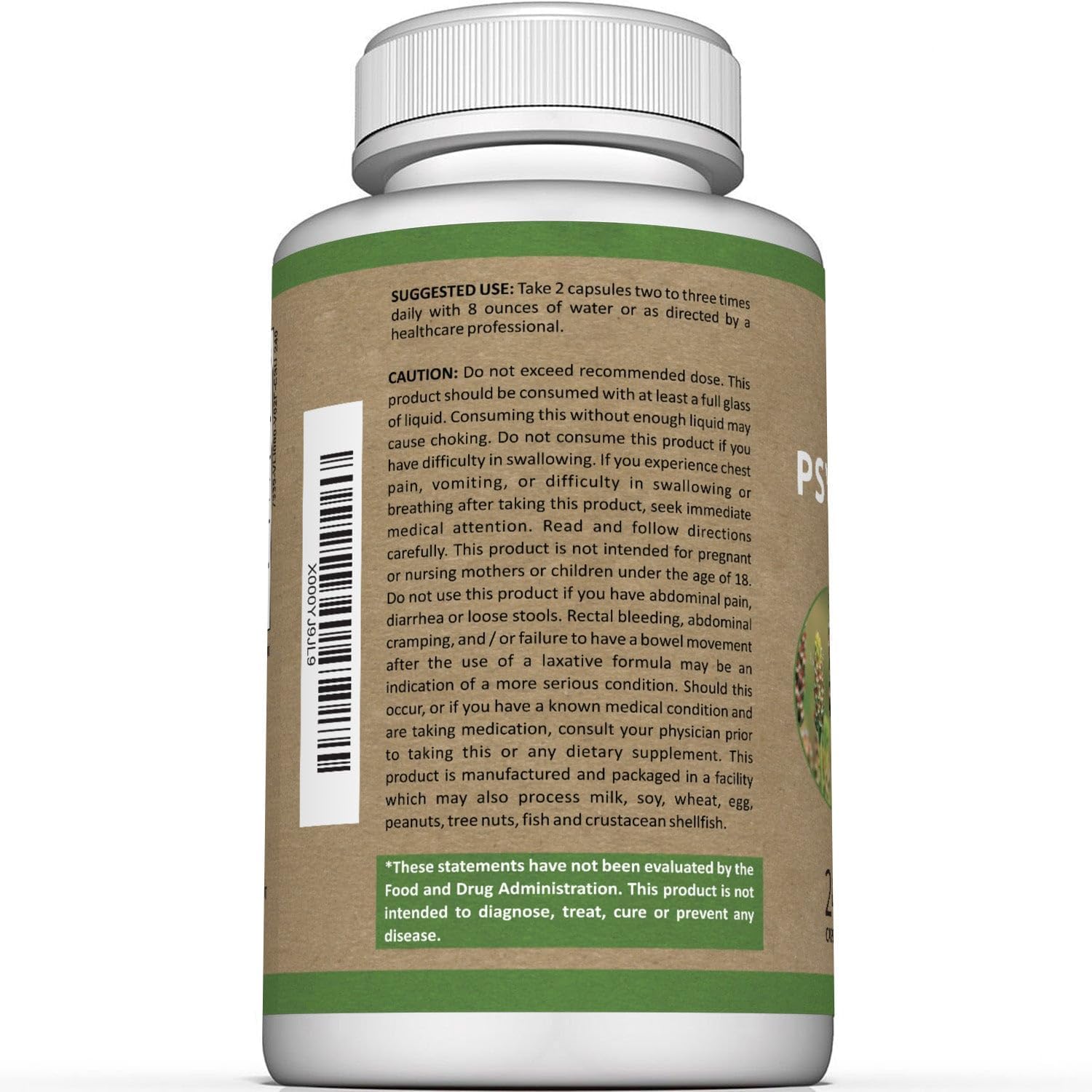Premium Psyllium Husk Fiber Supplement 1450mg, 240 Capsules - PrimeBioHealth - canada supplements