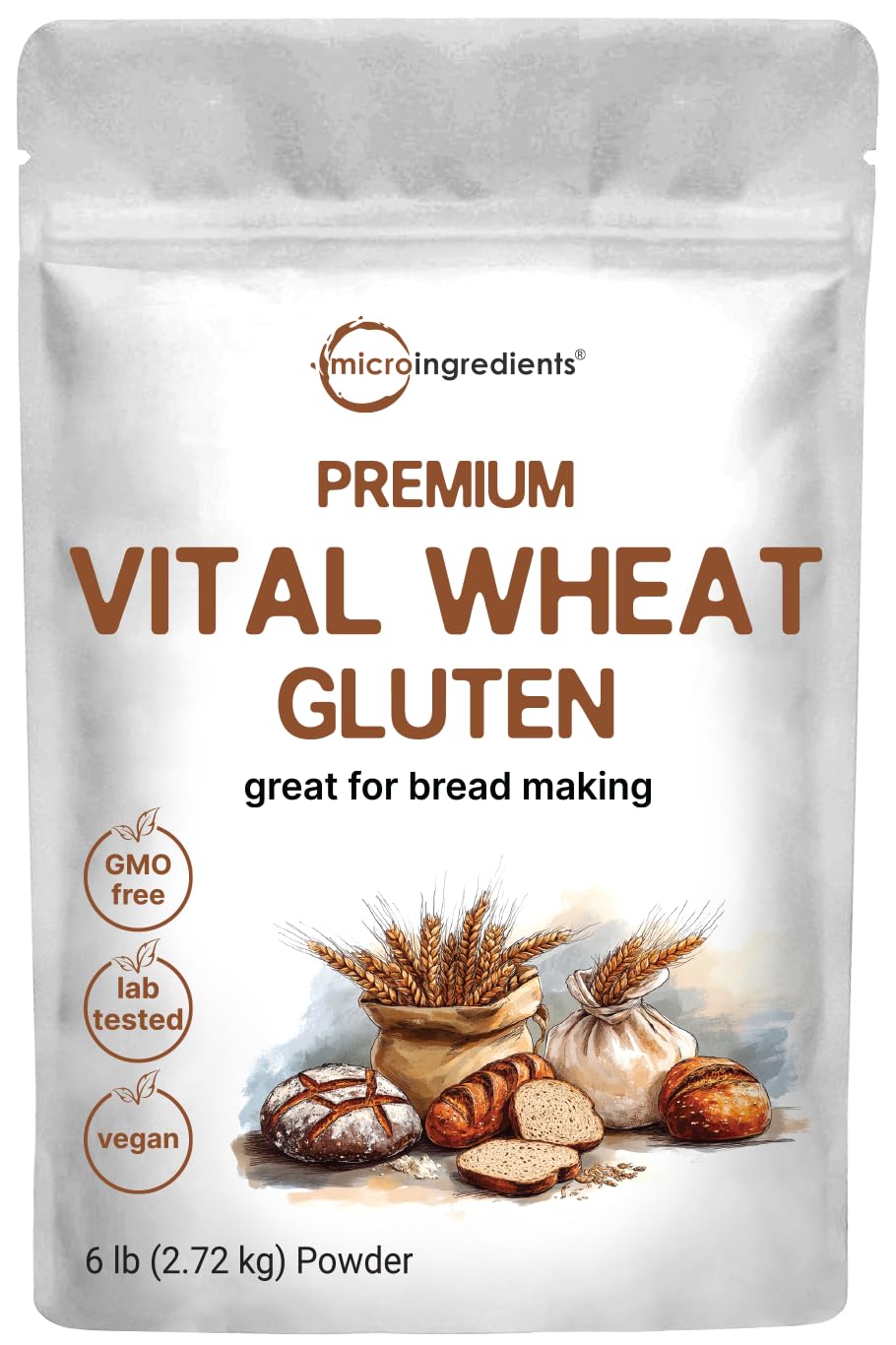 Premium Vital Wheat Gluten, 6lbs Powder | Great for Bread Making & Seitan | 24g High Protein Per Serving | Low Carb Baking Flour | Plant Based | Vegan & Keto Friendly | Non-GMO - PrimeBioHealth - canada supplements