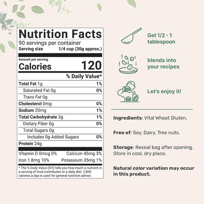 Premium Vital Wheat Gluten, 6lbs Powder | Great for Bread Making & Seitan | 24g High Protein Per Serving | Low Carb Baking Flour | Plant Based | Vegan & Keto Friendly | Non-GMO - PrimeBioHealth - canada supplements