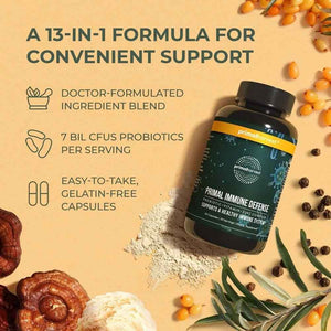 Primal Harvest Immune Defense 10-in-1 Supplement with Probiotics, Zinc, and Vitamins C, D3, K2, B6 Daily Immune Support for Adults