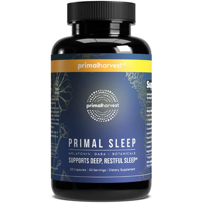 Primal Harvest Primal Sleep Support Supplement for Adults with Melatonin, GABA, Valerian Root, L-Tryptophan, Magnesium Bisglycinate Chelate - PrimeBioHealth - canada supplements