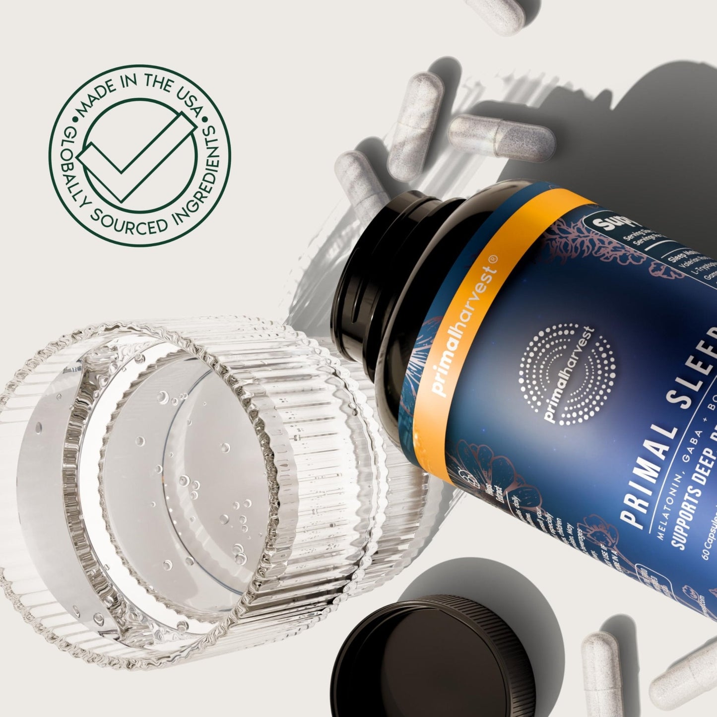 Primal Harvest Primal Sleep Support Supplement for Adults with Melatonin, GABA, Valerian Root, L-Tryptophan, Magnesium Bisglycinate Chelate - PrimeBioHealth - canada supplements