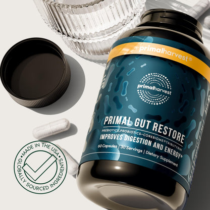 Primal Harvest Restore for Gut Health, Primal Gut Restore w/POSTbiotics, PREbiotics and PRObiotics for Women and Men, 60 CT - Digestion, Colon Cleanse, - PrimeBioHealth - canada supplements