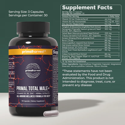 Primal Harvest Total Male+ & Magnesium Supplement Optimize Men’s Health with Targeted Nutrients for Vitality & Recovery 2 Pack Bundle - PrimeBioHealth - canada supplements