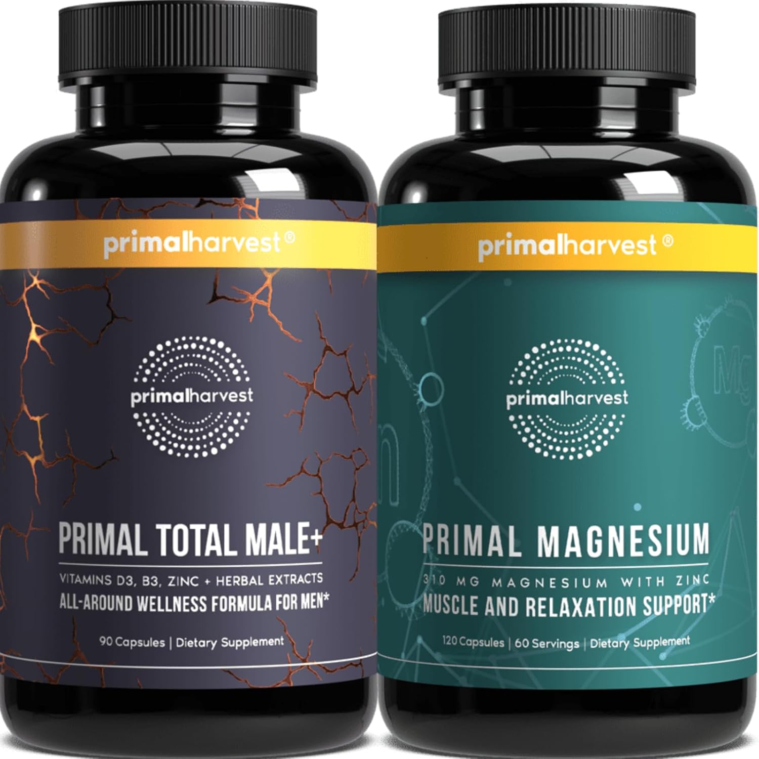 Primal Harvest Total Male+ & Magnesium Supplement Optimize Men’s Health with Targeted Nutrients for Vitality & Recovery 2 Pack Bundle - PrimeBioHealth - canada supplements