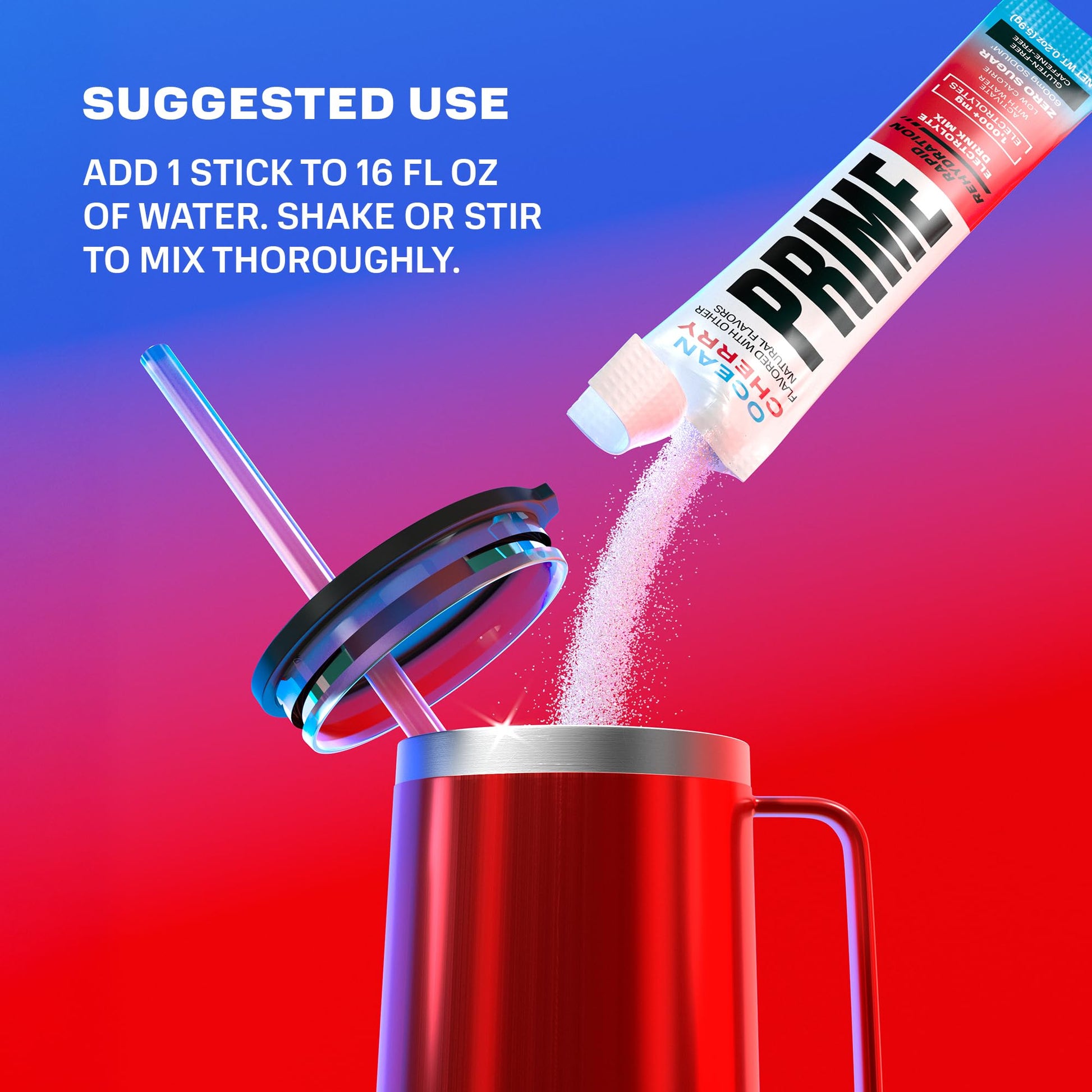 Prime Rapid Rehydration Electrolyte Powder Sticks, Ocean Cherry, Sugar Free Hydration Drink Mix with Sodium, Potassium, Magnesium & B Vitamins - PrimeBioHealth - canada supplements