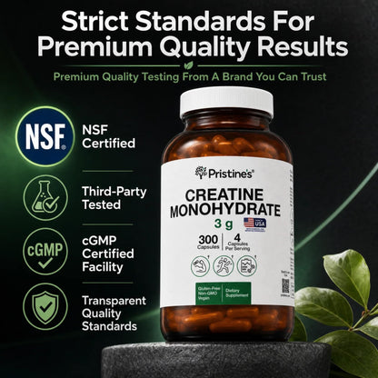 PRISTINE'S Creatine Monohydrate Capsules for Women & Men - NSF Certified 75 Day Supply 3G Creatine Pills for Women - Cognitive & Athletic Performance Support - PrimeBioHealth - canada supplements