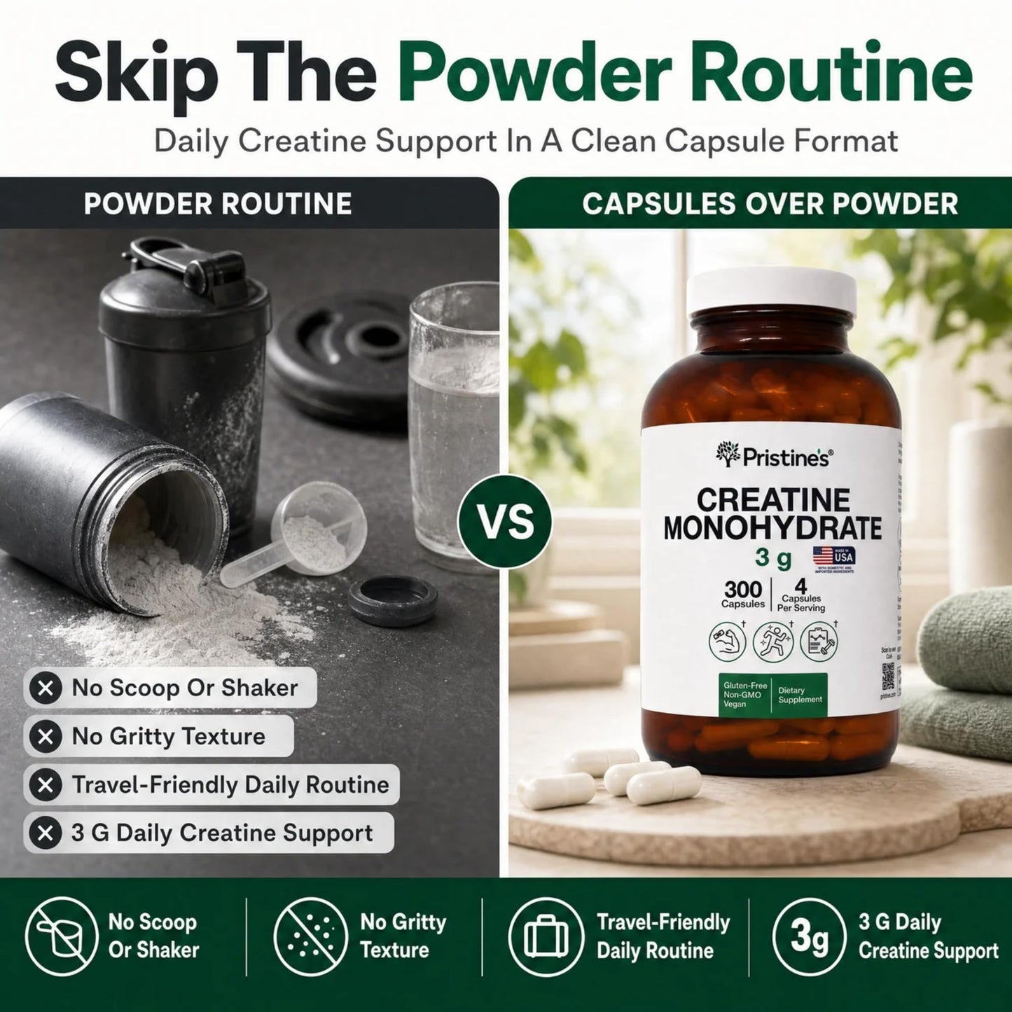 PRISTINE'S Creatine Monohydrate Capsules for Women & Men - NSF Certified 75 Day Supply 3G Creatine Pills for Women - Cognitive & Athletic Performance Support - PrimeBioHealth - canada supplements