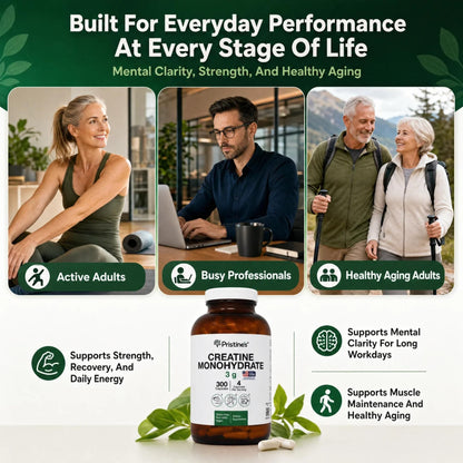 PRISTINE'S Creatine Monohydrate Capsules for Women & Men - NSF Certified 75 Day Supply 3G Creatine Pills for Women - Cognitive & Athletic Performance Support - PrimeBioHealth - canada supplements