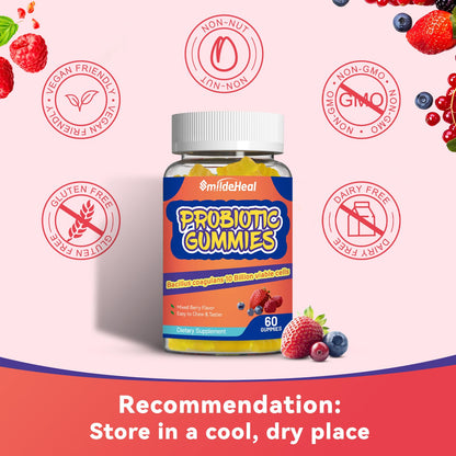 Probiotic Gummies for Digestive Health - 10 Billion CFU Bacillus Coagulans - Vegan & Non-GMO - Immune & Digestive Support for Men & Women - Strawberry & Mixed Berry Flavor - PrimeBioHealth - canada supplements