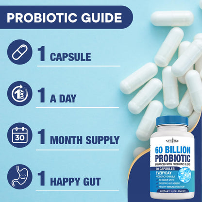 Probiotics 60 Billion CFU with Prebiotic Formula - Probiotics for Women and Men and Adults, 100% Natural Digestive Enzymes, - PrimeBioHealth - canada supplements