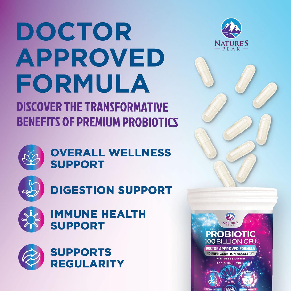 Probiotics for Digestive Gut Health - 100 Billion CFU Per Capsule, 16 Premium Strains & Prebiotics - Best Probiotics for Women & Men, Occasional Constipation - PrimeBioHealth - canada supplements