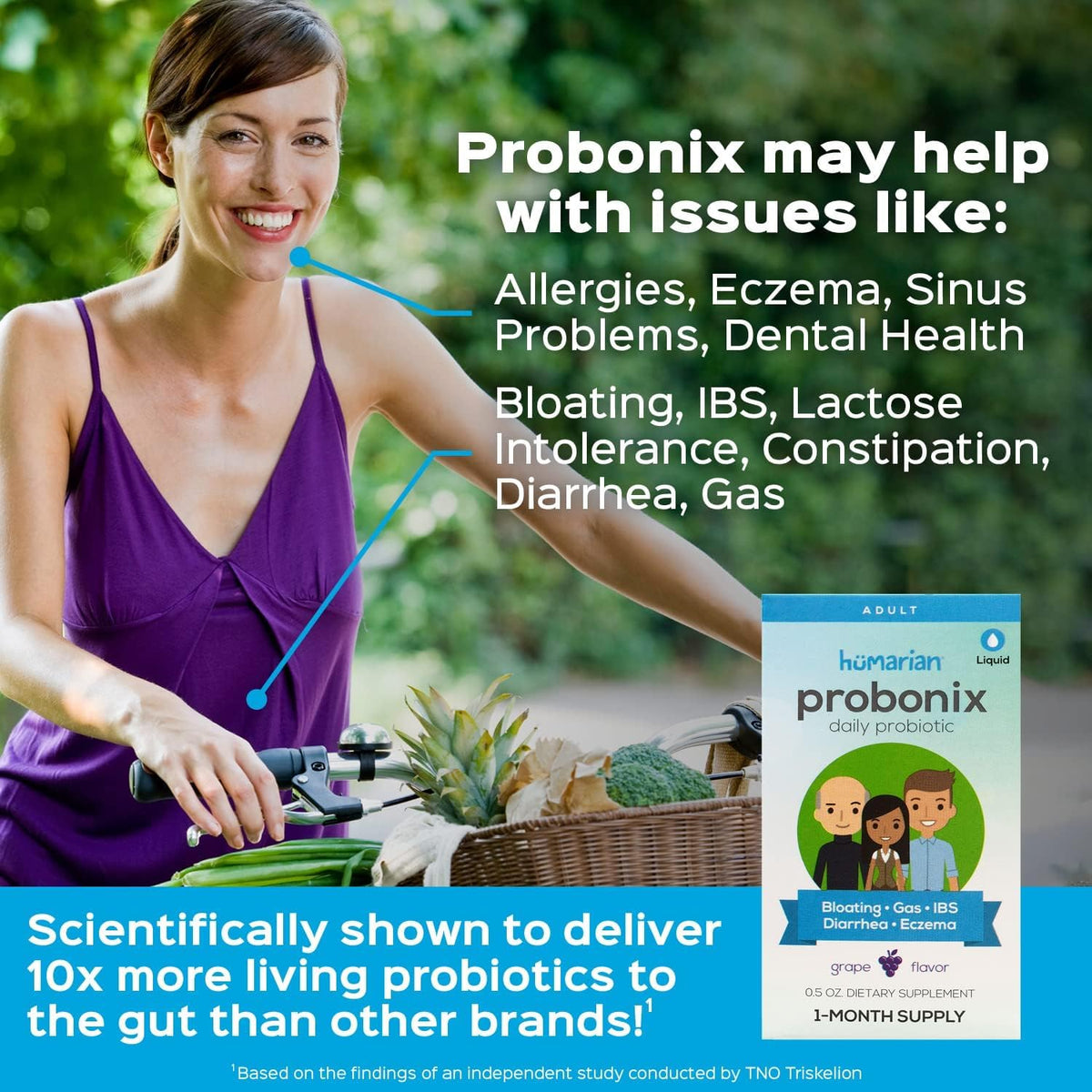 Probonix Humarian Liquid Probiotics for Adults - 12-Strain Probiotic Drops to Fortify Gut Health, Immunity and More - 30-Day Supply - Delicious Grape Flavor - PrimeBioHealth - canada supplements