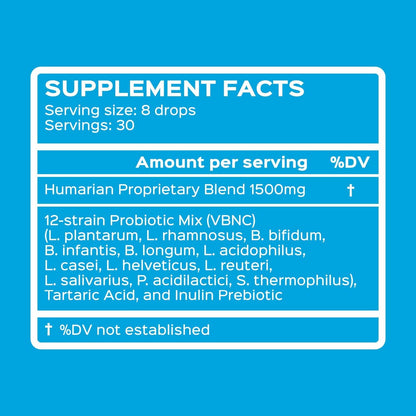Probonix Humarian Liquid Probiotics for Adults - 12-Strain Probiotic Drops to Fortify Gut Health, Immunity and More - 30-Day Supply - Delicious Grape Flavor - PrimeBioHealth - canada supplements