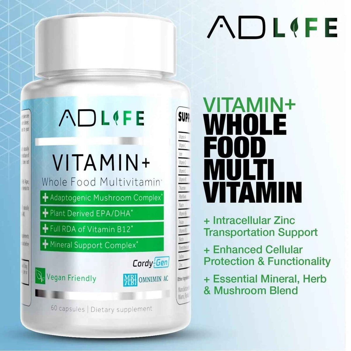 Project AD Vitamin+ Multimineral Multivitamin Supplement Complete Antioxidant, Energy & Immune Support. (60 Servings)