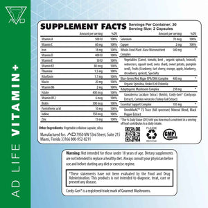 Project AD Vitamin+ Multimineral Multivitamin Supplement Complete Antioxidant, Energy & Immune Support. (60 Servings)