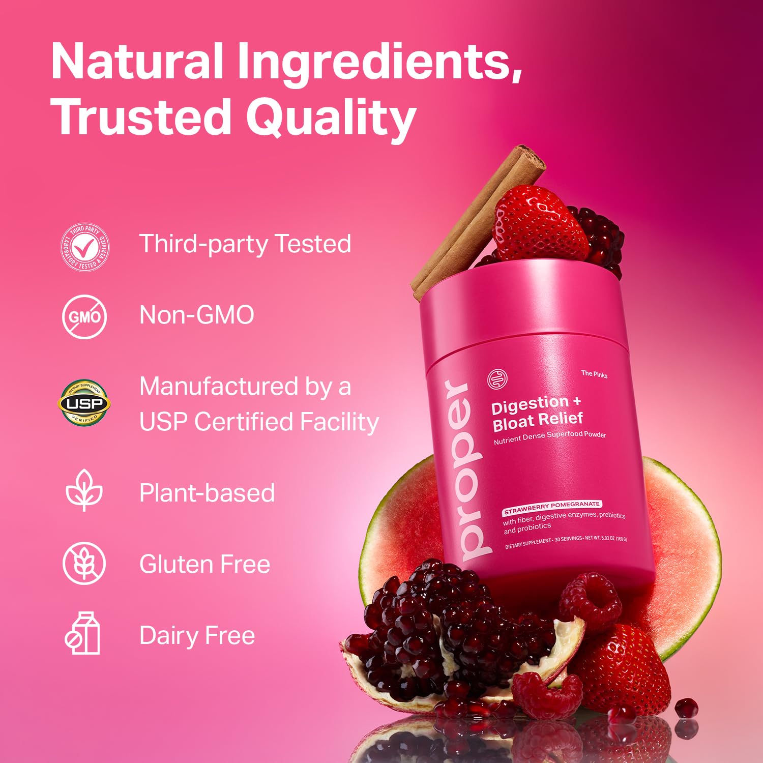 Proper, The Pinks Digestion and Bloat Relief. Drink Mix with Gut Health Probiotics, Prebiotics, Beet Root & Enzymes for Digestive Support. Bloating and Microbiome - PrimeBioHealth - canada supplements