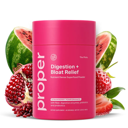 Proper, The Pinks Digestion and Bloat Relief. Drink Mix with Gut Health Probiotics, Prebiotics, Beet Root & Enzymes for Digestive Support. Bloating and Microbiome - PrimeBioHealth - canada supplements