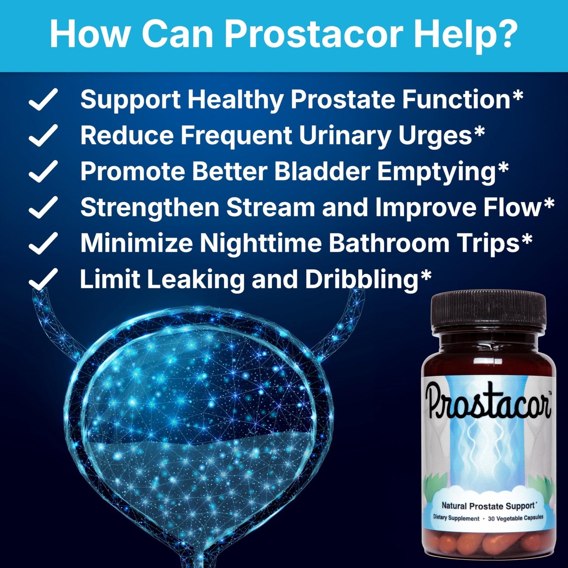 Prostacor - Natural Prostate Support Supplement - Non-GMO, Vegan, Gluten-Free - PrimeBioHealth - canada supplements