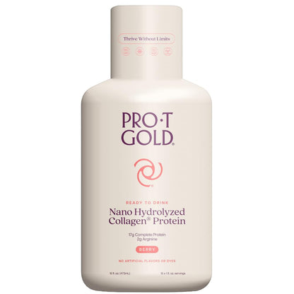 ProT Gold Liquid Collagen Protein Shot, Support for Hair, Nails and Skin, 17g, Nano Hydrolyzed & Grass Fed with Amino Acids, Sugar Free, Gluten Free, - PrimeBioHealth - canada supplements