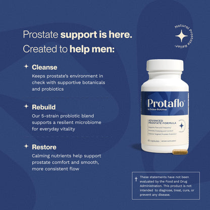 Protaflo Prostate Supplements for Men - Supports Urinary Flow & Bladder Control | Probiotics + Black Walnut, Nettle, Turmeric, Lycopene, Pumpkin Seed - PrimeBioHealth - canada supplements