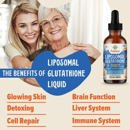 Prunucis 2000MG Liposomal Glutathione Liquid, 98% Absorption, Active Form L-Glutathione Supplement, - PrimeBioHealth - canada supplements