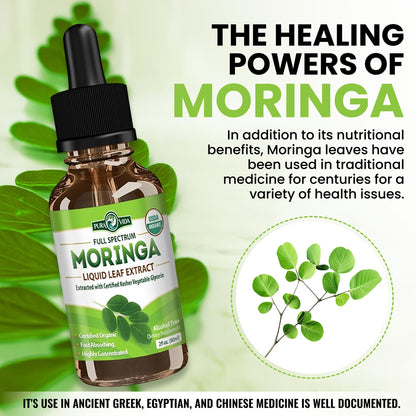 PURA VIDA MORINGA Leaf Extract Liquid Drops - USDA Organic Certified - Highly Purified, Bioavailable & Faster Absorption than Moringa Powder or Capsules - PrimeBioHealth - canada supplements