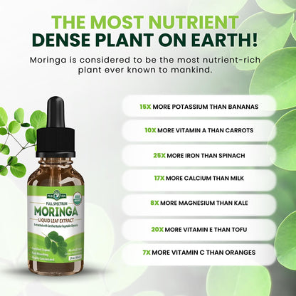 PURA VIDA MORINGA Leaf Extract Liquid Drops - USDA Organic Certified - Highly Purified, Bioavailable & Faster Absorption than Moringa Powder or Capsules - PrimeBioHealth - canada supplements