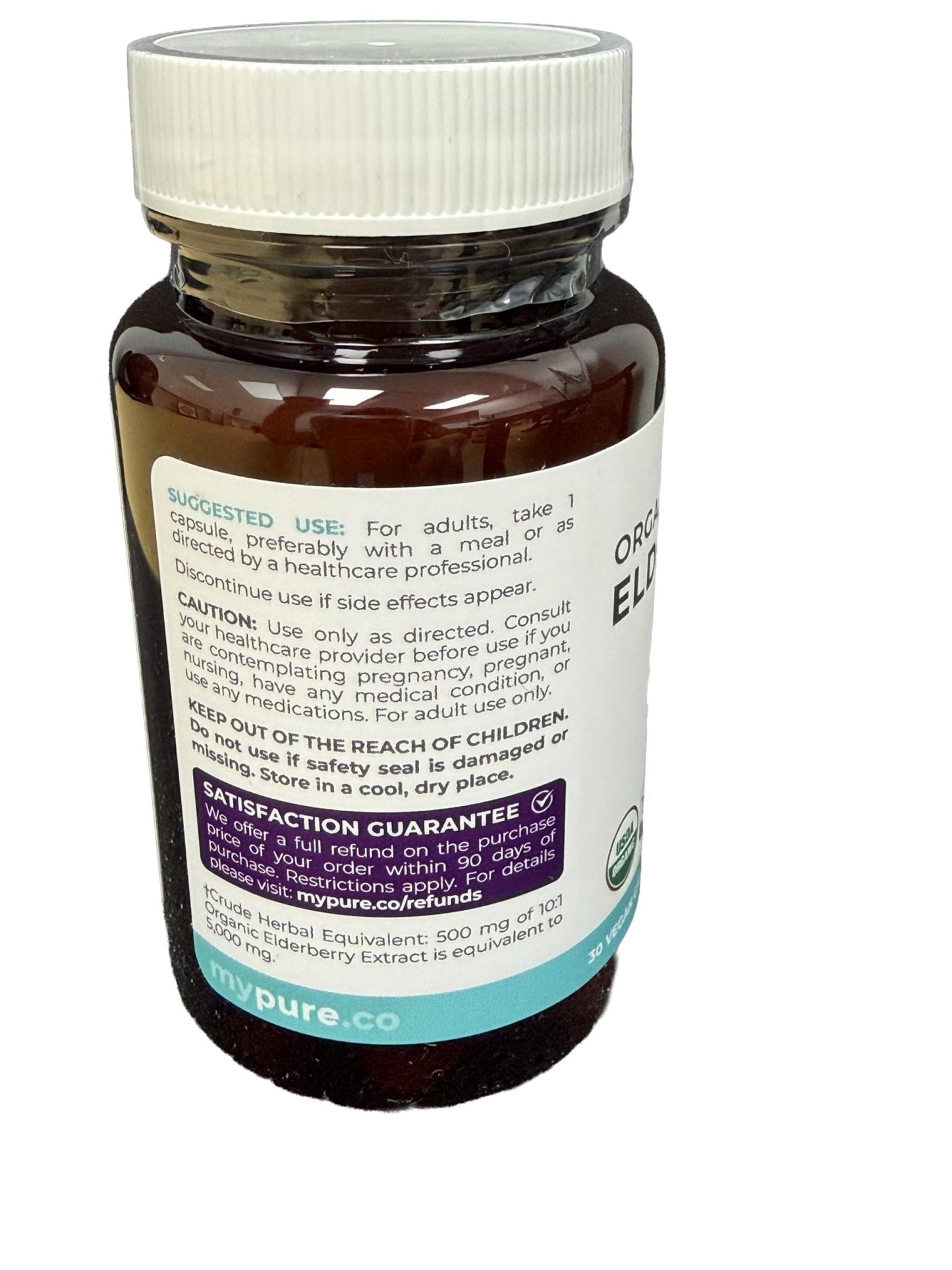 PURE CO Organic Elderberry 10:1 Extract 500mg Per 1 Capsule Serving - Vegan Black Elderberry Supplement for Immune Support, Allergy, Sinus Relief - Sambucus Nigra - 30 Caps - PrimeBioHealth - canada supplements