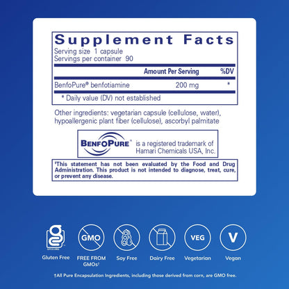 Pure Encapsulations BenfoMax 90's - 200 mg Benfotiamine - Vitamin B1 Thiamin Supplement - Supports Heart & Metabolism Health - PrimeBioHealth - canada supplements