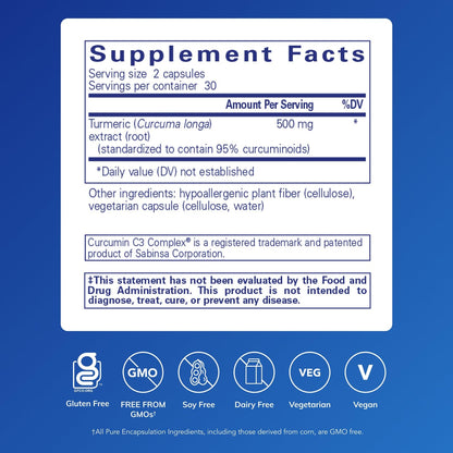 Pure Encapsulations Curcumin - 500 mg - Supports Joint Health & Liver Health - Curcuma Longa Capsule - PrimeBioHealth - canada supplements