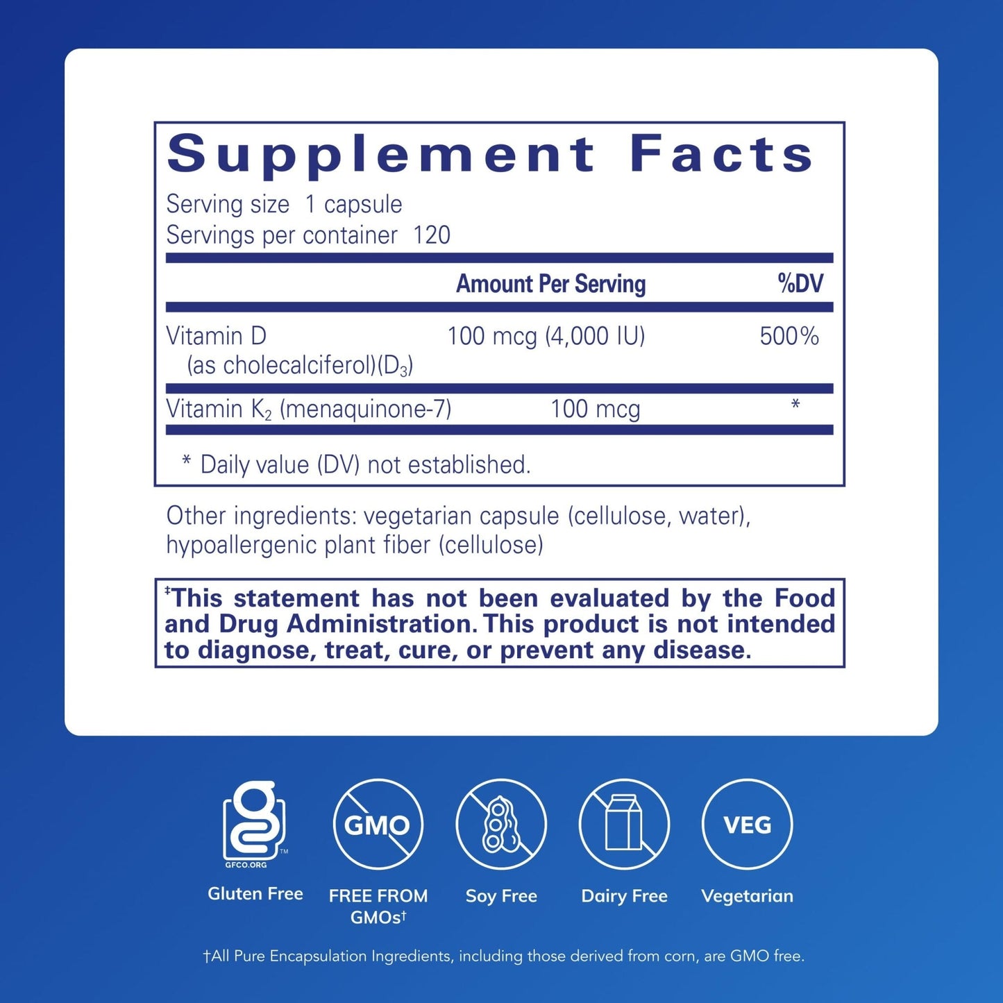 Pure Encapsulations Vitamin D3 & K2 - Bone & Vascular Health Support - Immune Function Support - Gluten Free - Non-GMO - 120 Capsules - PrimeBioHealth - canada supplements