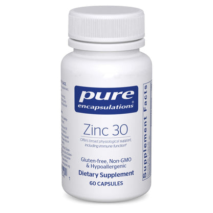 Pure Encapsulations Zinc 30 mg - Supplement for Immune System Support, Growth and Development, and Wound Healing - PrimeBioHealth - canada supplements