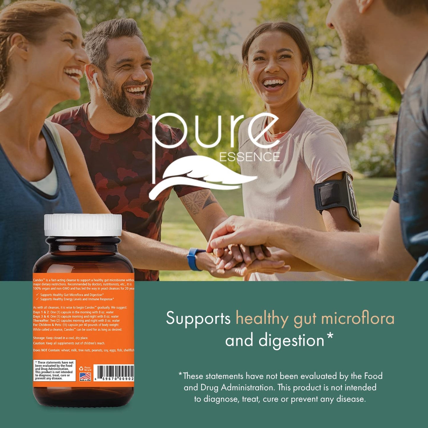 Pure Essence Candex Supplement - Yeast Overgrowth Supplement with Digestive Enzymes, Yeast Infection Probiotic Treatment for Men and Women - 120 Capsules - PrimeBioHealth - canada supplements