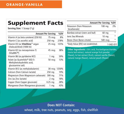 Pure Essence Ionic Super D-K Calcium Plus by Pure Essence - with Extra Magnesium, Vitamin D3, Vitamin K2 for Strong Bones and Stress Relief - Orange Vanilla - 7.41oz - PrimeBioHealth - canada supplements