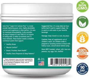 Pure Essence Ionic Super D-K Calcium Plus by Pure Essence - with Extra Magnesium, Vitamin D3, Vitamin K2 for Strong Bones and Stress Relief - Orange Vanilla - 7.41oz - PrimeBioHealth - canada supplements